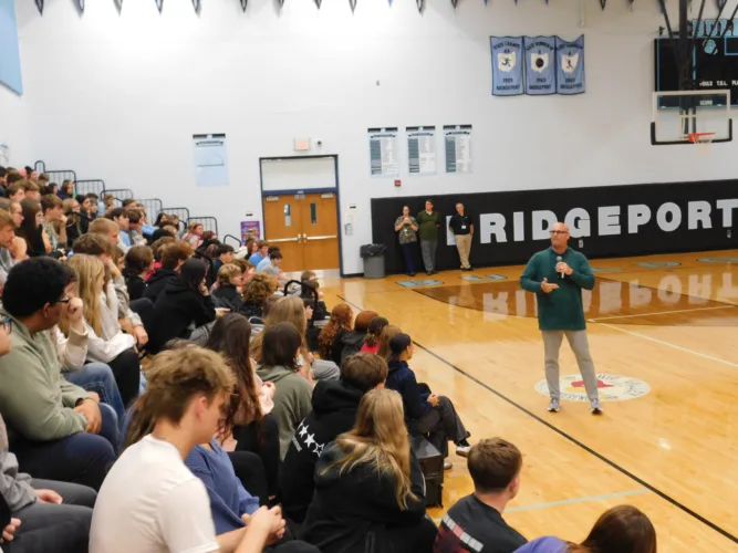 Bridgeport students hear words of commitment from NFL player
